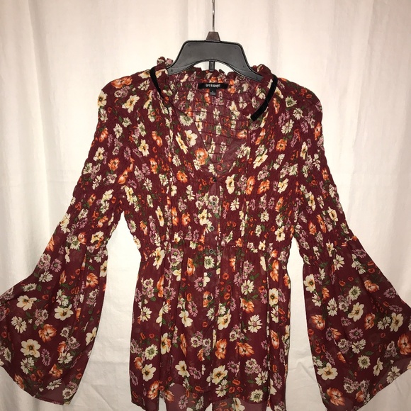 UPs & Downs Tops - Ups & Downs Floral Blouse - L red